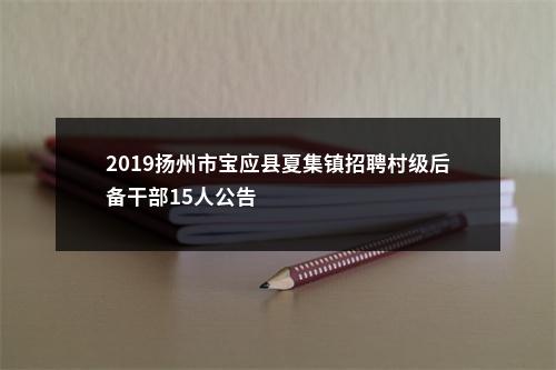 2019扬州市宝应县夏集镇招聘村级后备干部15人公告                进入阅读模式 图片